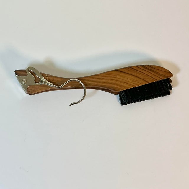 Mid-Century Boho Chic Folding Travel Wood Hanger With Lint Brushes. For Sale - Image 9 of 14