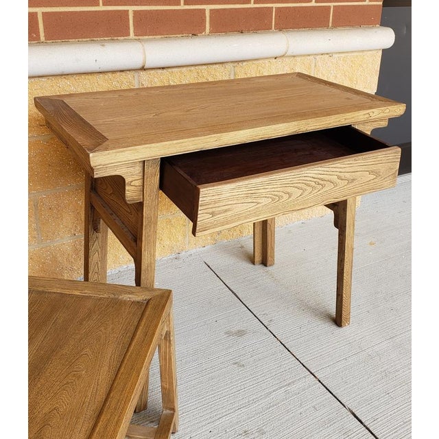 1980s Late 20th Century Chinese Elm Desk With Hidden Nesting Chair For Sale - Image 5 of 11