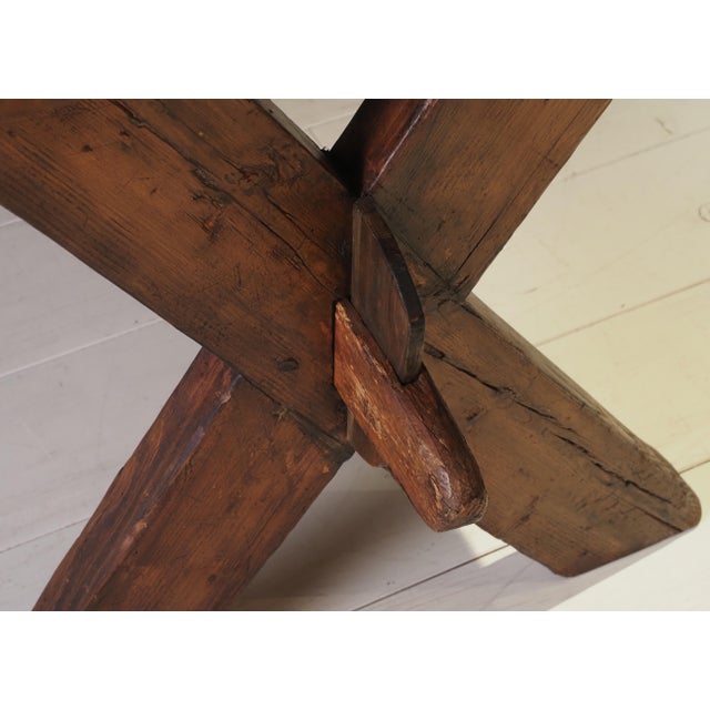 19th Century X Frame Trestle and Cross Strecther Base Table For Sale - Image 17 of 18