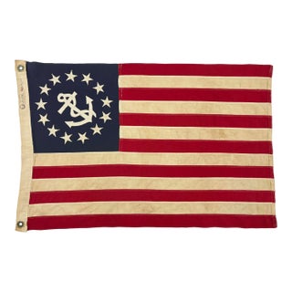 Small Vintage Sewn Cotton American Yacht Ensign Flag For Sale