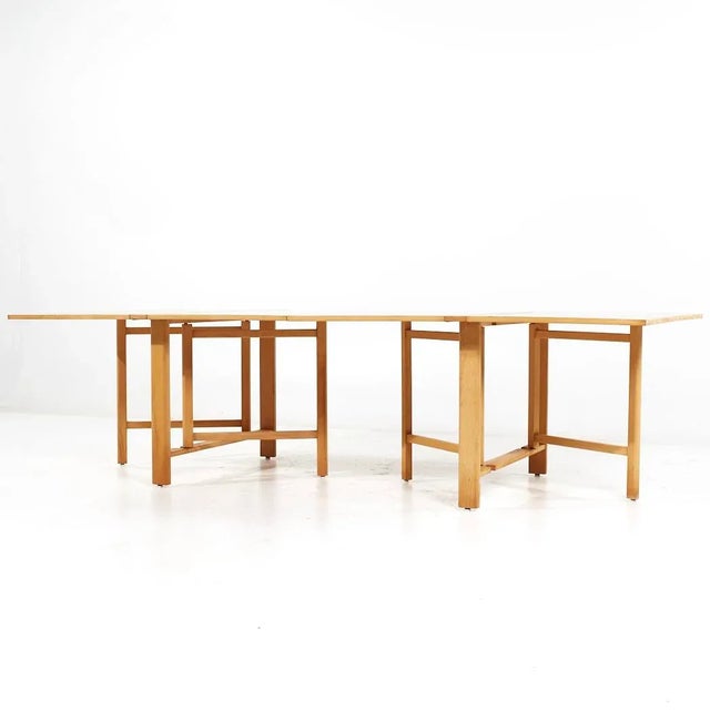 Dux Mid Century Maria Swedish Elm Beech and Brass Expanding Dining Table For Sale - Image 9 of 11