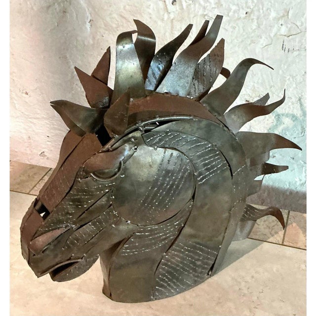 Late 20th Century Vintage Brutalist Torch Cut Copper Horse Head For Sale - Image 5 of 10