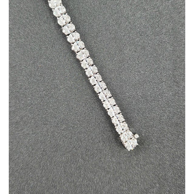 Early 21st Century 12.21 Ct Oval Cut Diamond Tennis Bracelet For Sale - Image 5 of 8