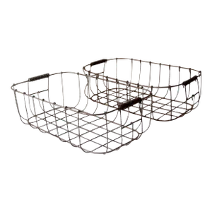 Vintage Wire Baskets Pair