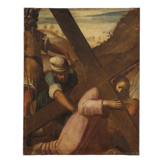 Italian Artist, The Way of the Cross, Ascent to Calvary, 1650, Oil on Canvas For Sale