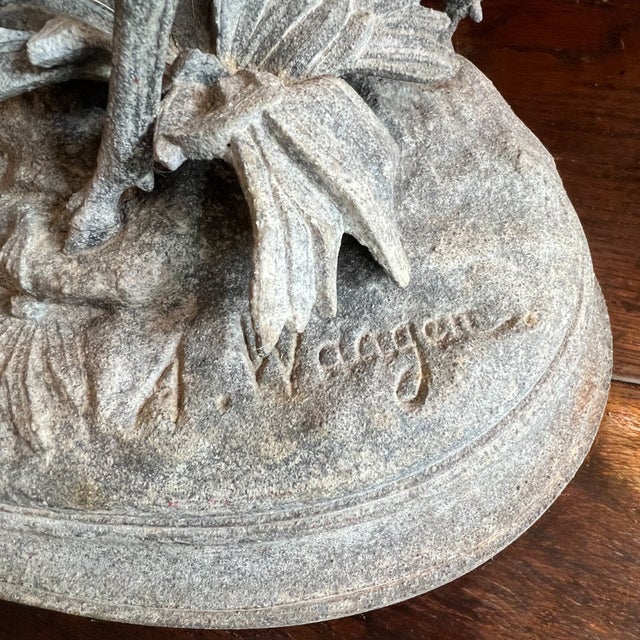 Max Arthur Waagen, Stag and Doe Sculpture, 1800s, Bronze, Metal and Zinc For Sale - Image 13 of 16