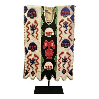 1950s Yoruba Ceremonial Beaded Sango Tunic With Custom Metal Floor Stand - 50" H X 30" W For Sale