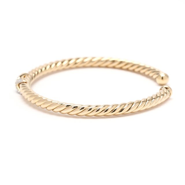 David Yurman Diamond X Criss Cross Bracelet, 18k Yellow Gold, Length 6.38 Inches For Sale - Image 4 of 8