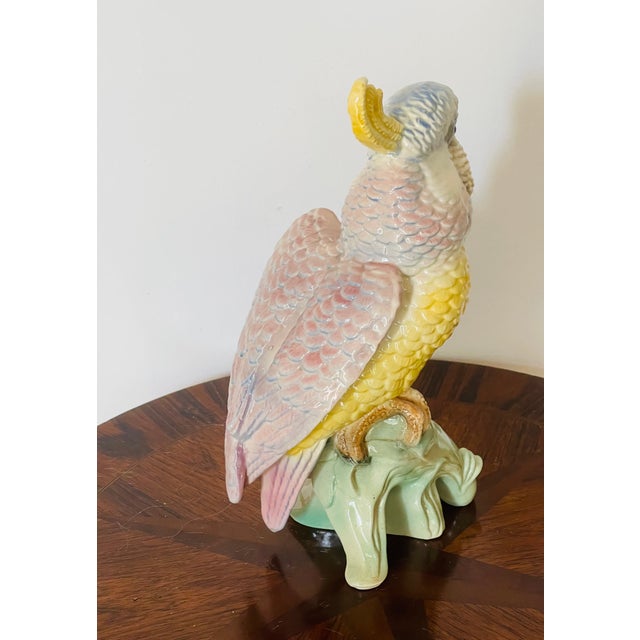 Vintage Tropical Coastal Cockatoo Parrot California Pottery Figurine For Sale - Image 4 of 5