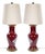 Chinoiserie Pair of Mid-20th Century Burgundy Red Porcelain Chinoiserie Heron Table Lamps For Sale - Image 3 of 12