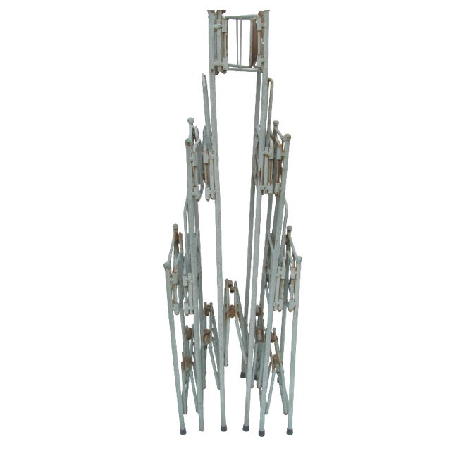 Mid 20th Century Vintage Folding Metal Plant Stand For Sale - Image 5 of 5