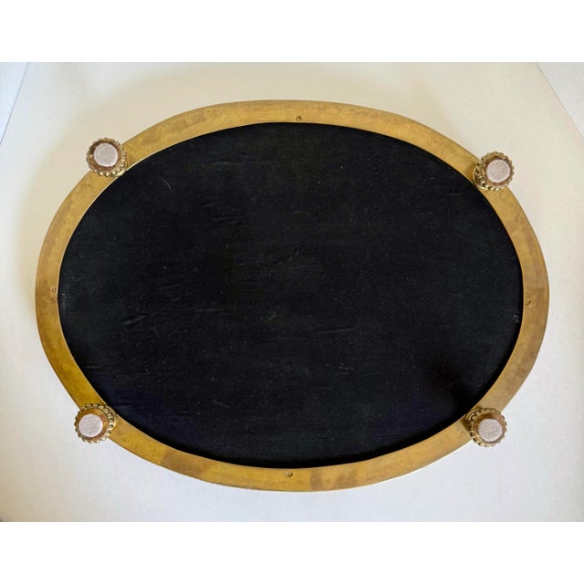 Traditional Neoclassical Oval Wood and Brass Footed Tray For Sale - Image 12 of 12