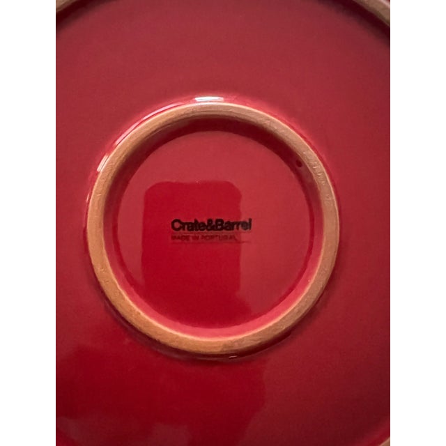 Red Vintage Crate & Barrel "Addison" Vibrant Two-Tone Orange and Red Glazed Ceramic Centerpiece Serving Bowl For Sale - Image 8 of 8