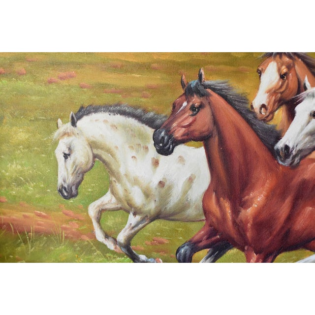 Horses Oil Painting, Signed Chairish