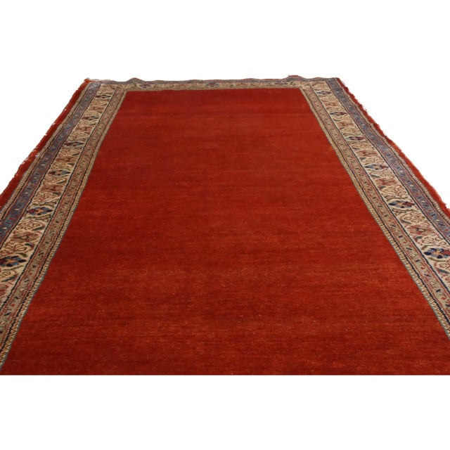 1940s Vintage Mahal Red and Beige Wool Persian Runner With Open Field by Rug & Kilim For Sale - Image 5 of 7