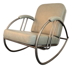 1930s Art Deco Steel and Leather Rocking Chair by Wolfgang Hoffman