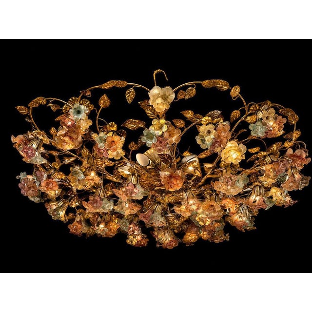 Pink Murano Glass Floral Chandelier, 1980s For Sale - Image 4 of 14