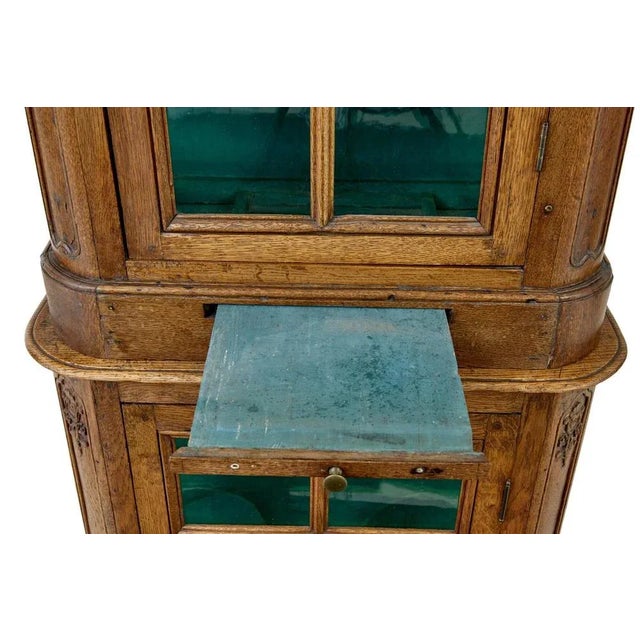 Antique Glazed Carved Oak Liège Cabinet For Sale - Image 5 of 11
