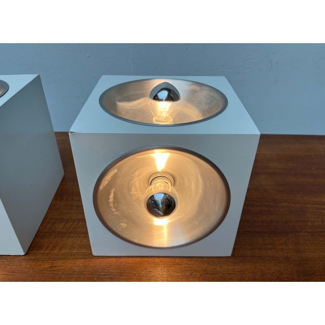 Wood Mid-Century Space Age Modern Swiss Model 5703 Cube Table Lamps by E.R. Nele for Temde, 1960s, Set of 2 For Sale - Image 7 of 18