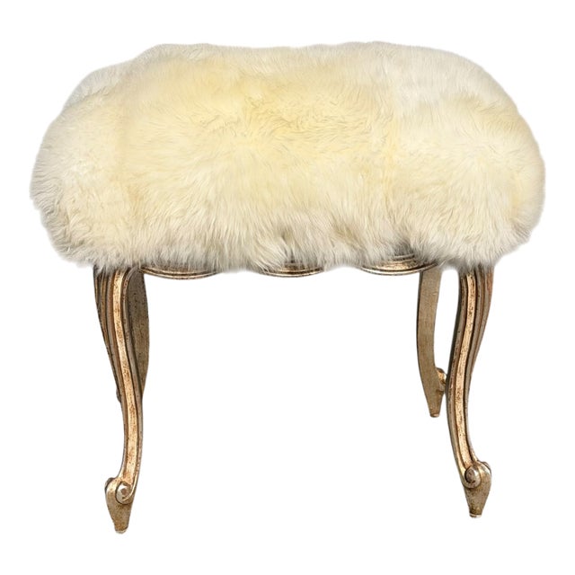 Italian Giltwood Ribbon Taboret Footstool Vanity Bench by Randy Esada Designs For Sale