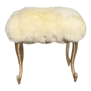Italian Giltwood Ribbon Taboret Footstool Vanity Bench by Randy Esada Designs