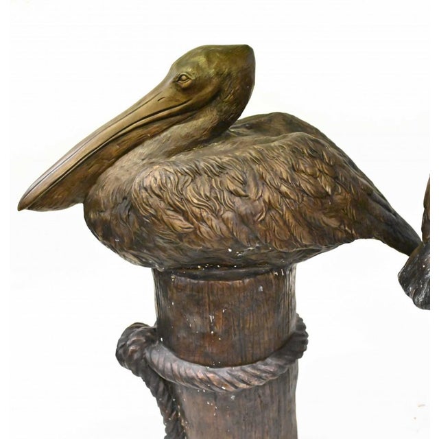 Large Bronze Pelicans Statues, Set of 2 For Sale - Image 4 of 14