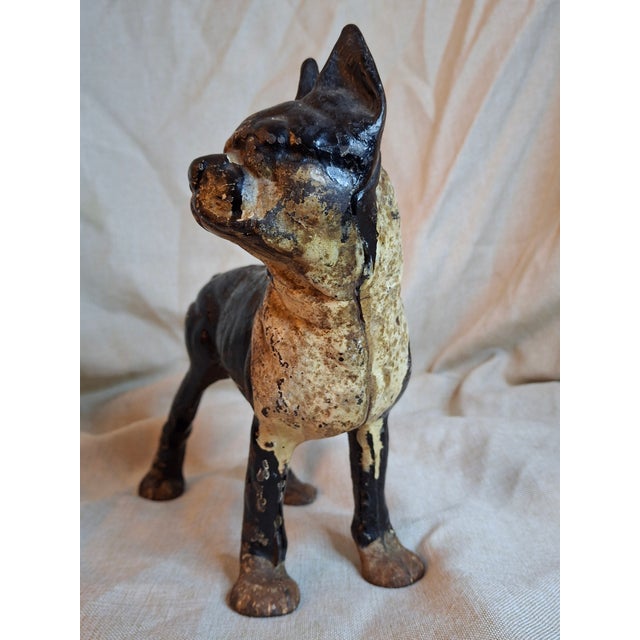 Antique Hubley Cast Iron Boston Terrier Dog Doorstop Original Paint C. 1920s 9" For Sale - Image 14 of 17