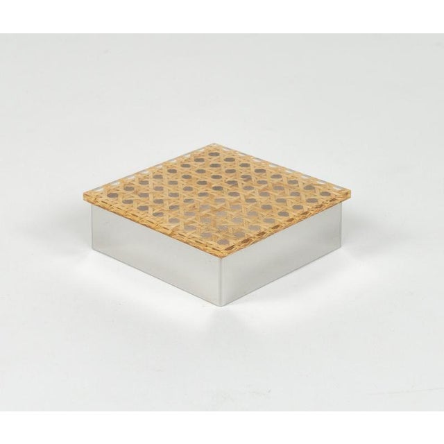 Mid-Century Modern Box in Rattan and Chrome from Christian Dior, 1970s For Sale - Image 13 of 14