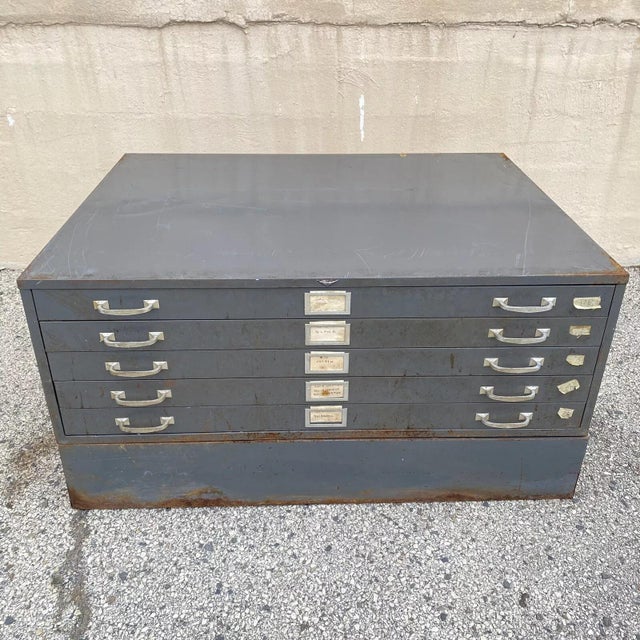 Industrial Vintage Cole Steel Metal Industrial Stacking Flat File Map Cabinet W/ 10 Drawers For Sale - Image 3 of 12