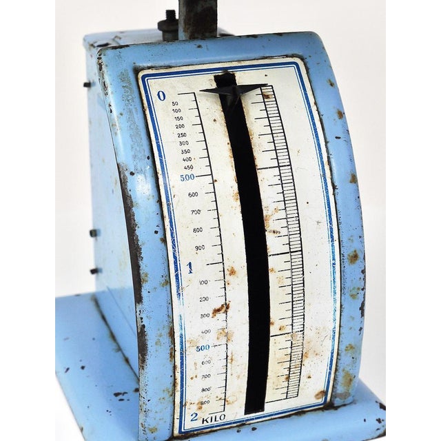Bauhaus Decorative Blue Avantgarde Letter Scale attributed to Marianne Brandt, Germany, 1930s For Sale - Image 11 of 18