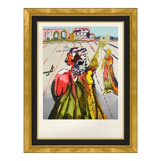 1979 the Poet Advises the Maiden Surrealism Yellow Lithograph Salvador Dalí For Sale