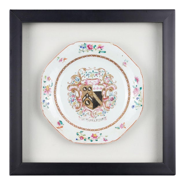 Framed Chinese Export Octagonal Plate, C. 1750-1800 For Sale