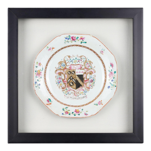 Framed Chinese Export Octagonal Plate, C. 1750-1800