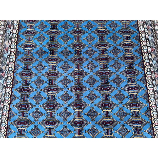 Fine Quality Blue Turkmen Bokhara Hand-Knotted Wool Rug - 6'7" X 9'7" For Sale - Image 9 of 11