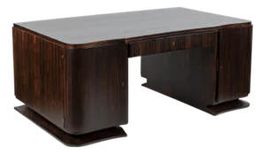 Exceptional Antique Art Deco Large Macassar Ebony Wood Executive Desk