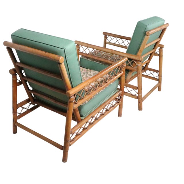 Pr. Mid 20th Century Bamboo Lounge Chairs For Sale In New York - Image 6 of 10
