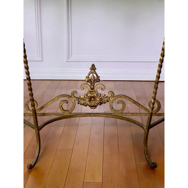Oscar Bach Attributed Gilded Iron Console With Beveled Mirror, Marble Top, C. 1920 For Sale - Image 9 of 18