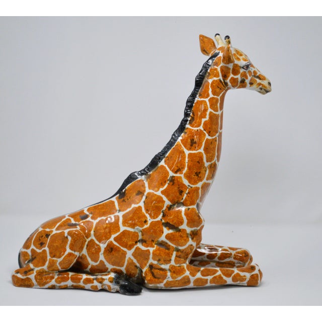 1970s 1970s Italian Terracotta Hand Painted Resting Giraffe Sculpture For Sale - Image 5 of 12