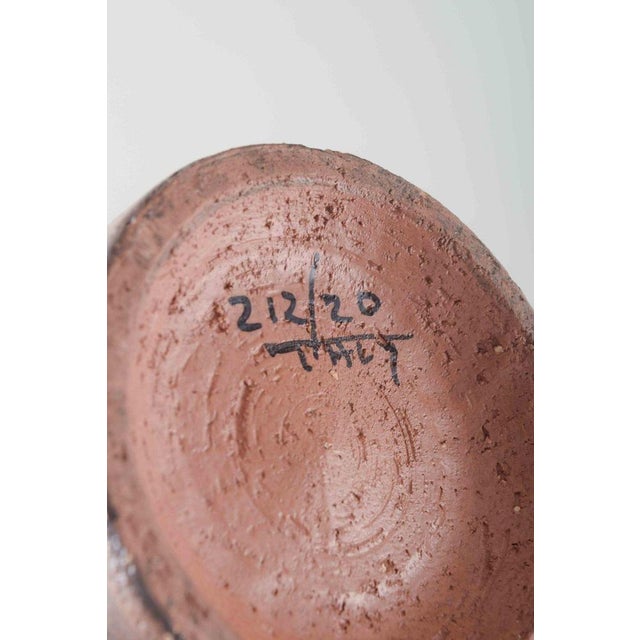 Bitossi Vintage Ceramic Vase with Relief Pattern in Rimini Blu Glaze by Aldo Londi for Bitossi, 1970s For Sale - Image 4 of 5