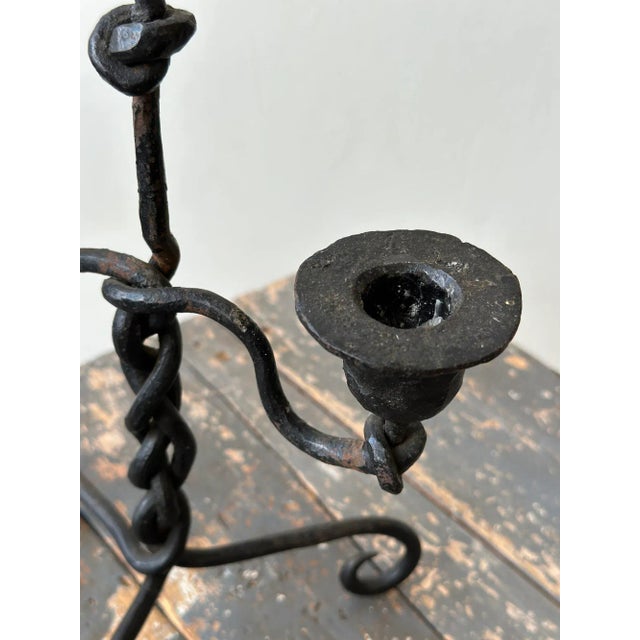 Antique Forged Iron Twisted Candelabra, Circa Early 19th Century For Sale - Image 9 of 12