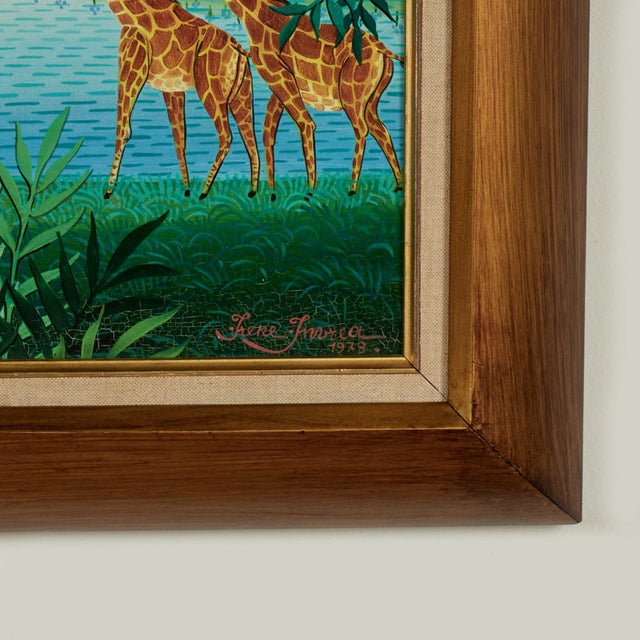 Vintage Italian Painting of a Jungle Scene With Animals by Irene Invrea For Sale - Image 10 of 11