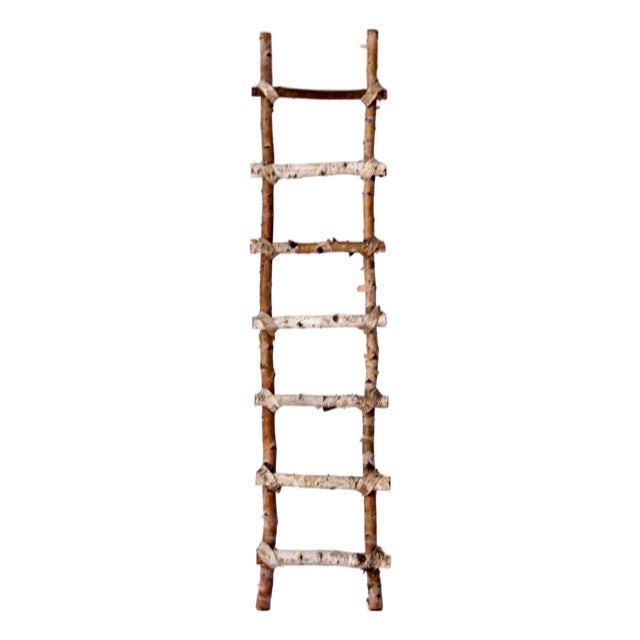 Vintage Rustic Birch Ladder For Sale