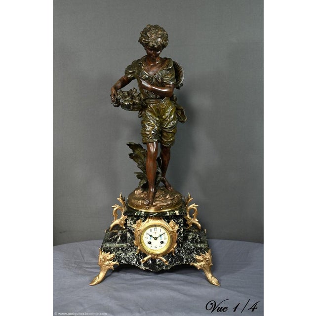 Pendulum in Regulate and Marble by A. Moreau, 1890s For Sale - Image 5 of 18
