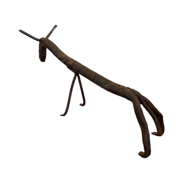 Metal Late 20th Century Hand Forged Brutalist Iron Longhorn Bull Sculpture Folk Art Metal Figure For Sale - Image 7 of 11