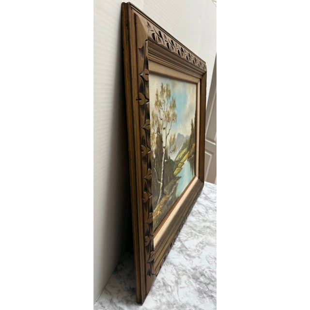 Green Midcentury Original Landscape Painting For Sale - Image 8 of 9