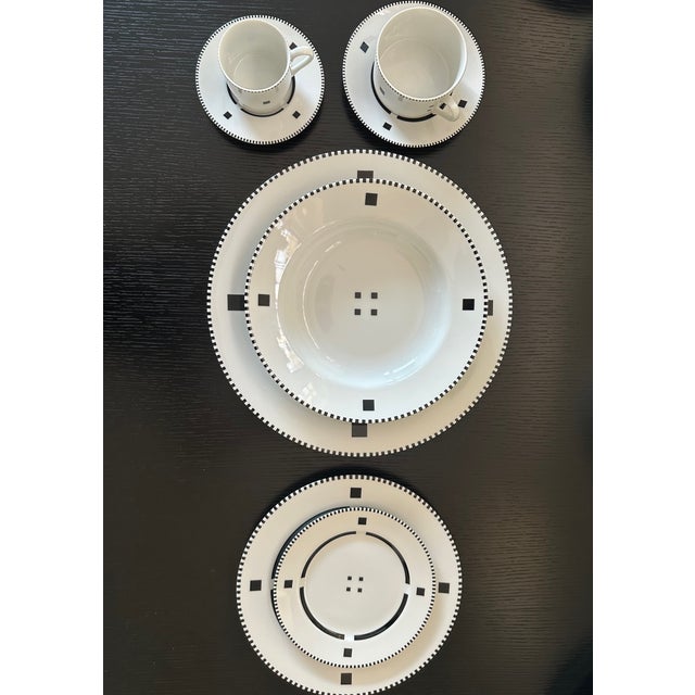 1980s Rare Unused & Timeless Swid Powell “Tuxedo” Porcelain Dinnerware Complete 58pp For Sale - Image 5 of 5