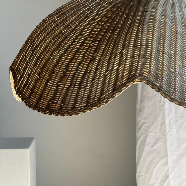 Wood Large Rattan Tulip Pendant Light, 1980s For Sale - Image 7 of 11
