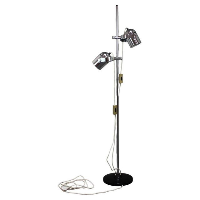 Vintage Adjustable Double Spotlight Floor Lamp in Chrome, Czechoslovakia, 1970s For Sale - Image 12 of 12