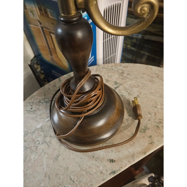 Late 20th Century Brass and Wood Student Lamp For Sale - Image 11 of 11