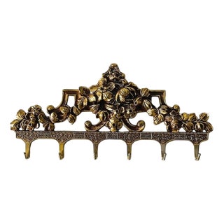 Vintage Italian Wall Coat Rack in Brass, 1960s For Sale